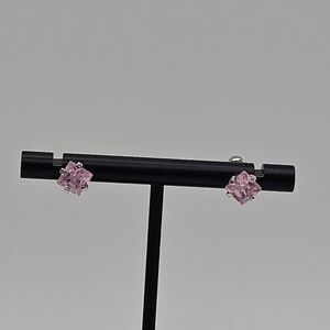 light pink square crystal stud earrings